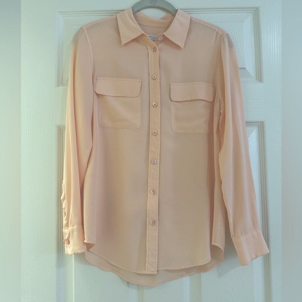 Equipment Silk Peach Button-Up Blouse
